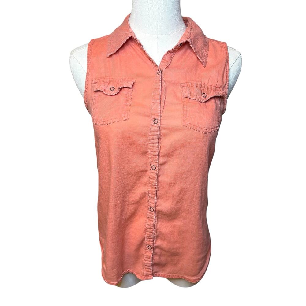 Arizona Jeans Collared Shirt Vest 100% Cotton Women’s Small